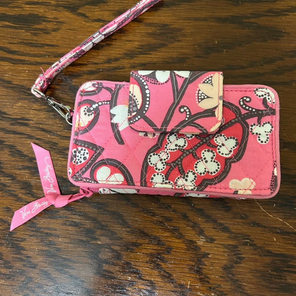 Vera Bradley Pink and Cream Floral Wristlet.
